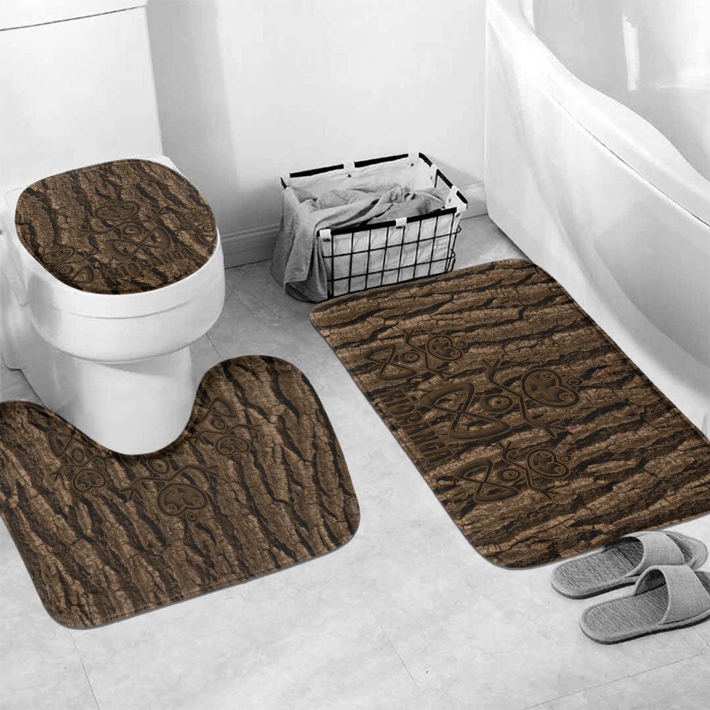 Kioranga Moriori New Zealand Bathroom Set Kopi Rakau Carving Art LT14 Mat Set Only (3 pcs) One Size Brown - Polynesian Pride