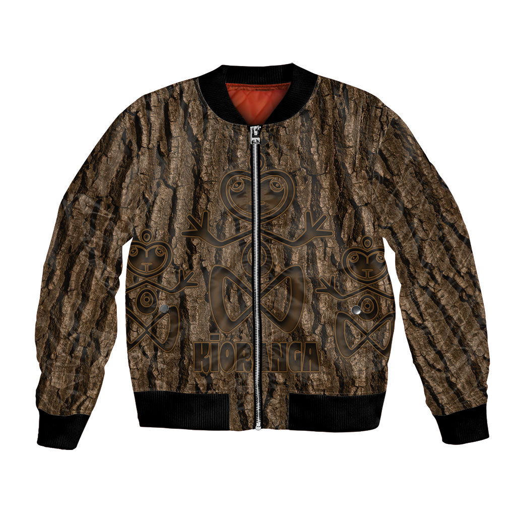 Kioranga Moriori New Zealand Bomber Jacket Kopi Rakau Carving Art LT14 Unisex Brown - Polynesian Pride