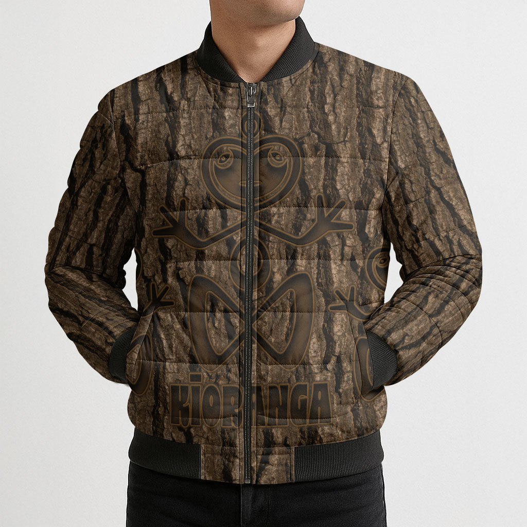 Kioranga Moriori New Zealand Bomber Puffer Jacket Kopi Rakau Carving Art LT14 - Polynesian Pride