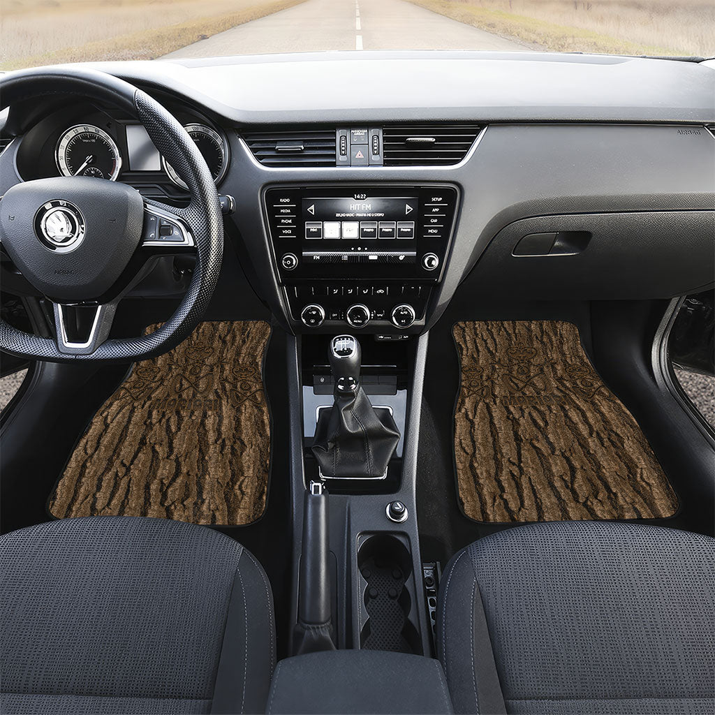 Kioranga Moriori New Zealand Car Mats Kopi Rakau Carving Art LT14 Set 2pcs - Front Brown - Polynesian Pride