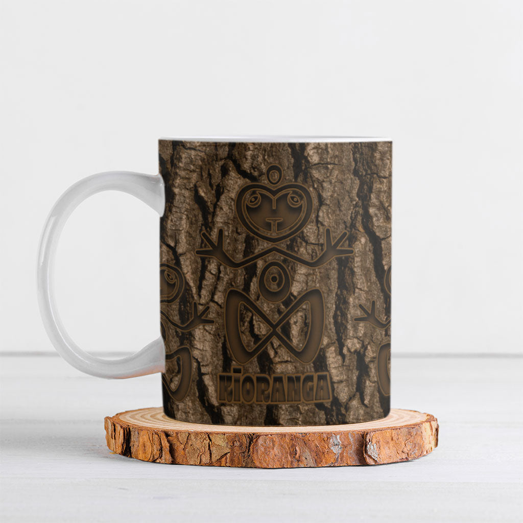 Kioranga Moriori New Zealand Ceramic Mug Kopi Rakau Carving Art LT14 Brown - Polynesian Pride