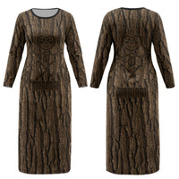 Kioranga Moriori New Zealand Couples Matching Long Sleeve Bodycon Dress and Hawaiian Shirt Kopi Rakau Carving Art LT14 - Polynesian Pride