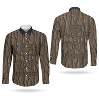 Kioranga Moriori New Zealand Couples Matching Off The Shoulder Long Sleeve Dress and Long Sleeve Button Shirt Kopi Rakau Carving Art LT14 - Polynesian Pride