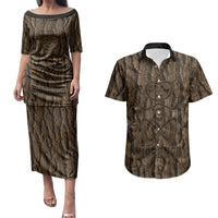 Kioranga Moriori New Zealand Couples Matching Puletasi and Hawaiian Shirt Kopi Rakau Carving Art LT14 Brown - Polynesian Pride