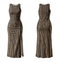 Kioranga Moriori New Zealand Couples Matching Tank Maxi Dress and Long Sleeve Button Shirt Kopi Rakau Carving Art LT14 - Polynesian Pride