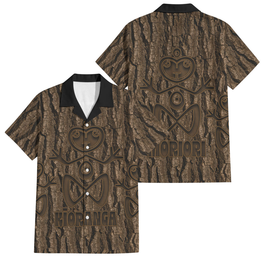 Kioranga Moriori New Zealand Family Matching Long Sleeve Bodycon Dress and Hawaiian Shirt Kopi Rakau Carving Art LT14 Dad's Shirt - Short Sleeve Brown - Polynesian Pride