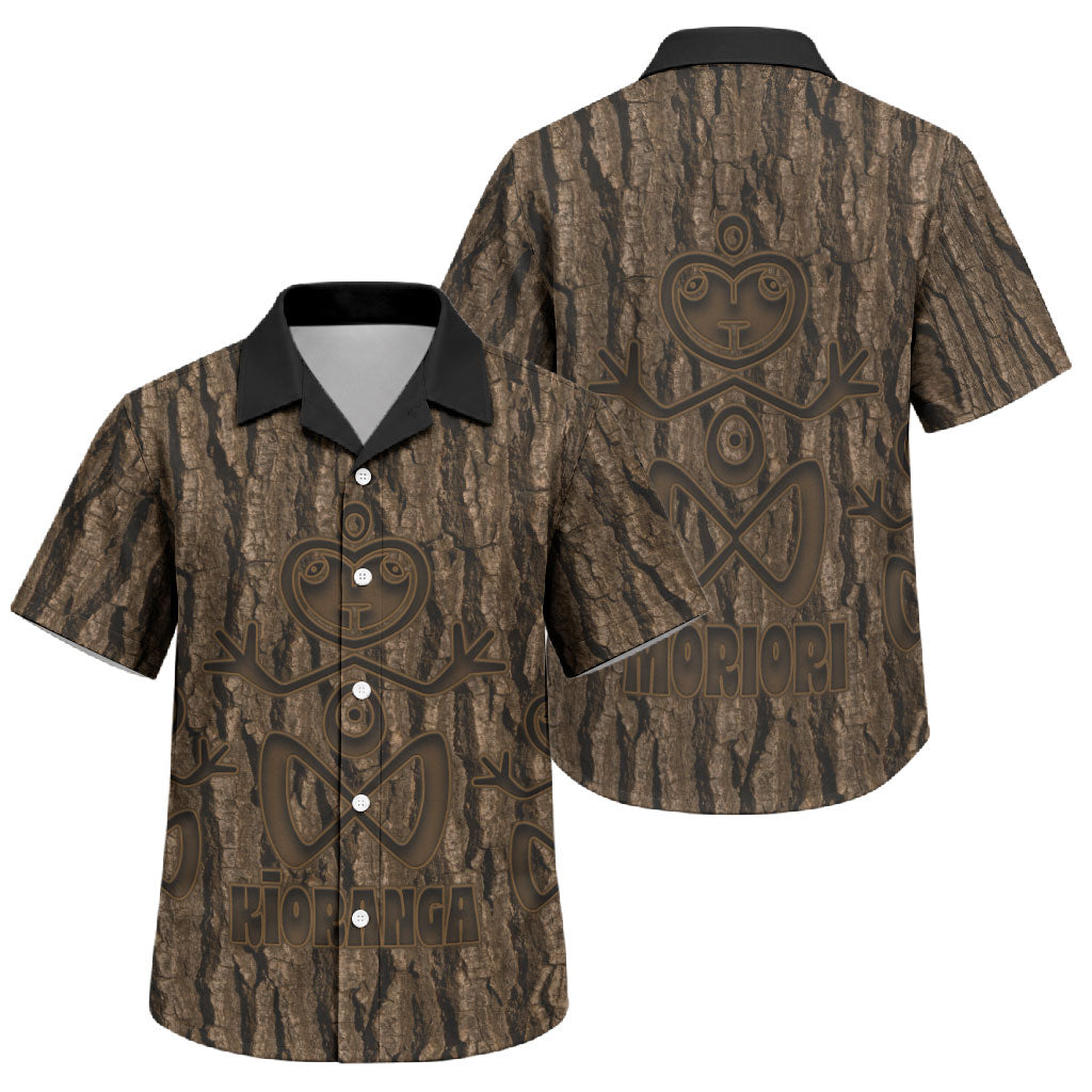 Kioranga Moriori New Zealand Family Matching Off The Shoulder Long Sleeve Dress and Hawaiian Shirt Kopi Rakau Carving Art LT14 Son's Shirt Brown - Polynesian Pride