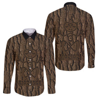 Kioranga Moriori New Zealand Family Matching Off Shoulder Short Dress and Hawaiian Shirt Kopi Rakau Carving Art LT14 Dad's Shirt - Long Sleeve Brown - Polynesian Pride
