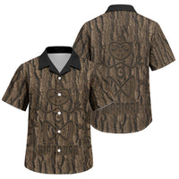 Kioranga Moriori New Zealand Family Matching Off Shoulder Short Dress and Hawaiian Shirt Kopi Rakau Carving Art LT14 Son's Shirt Brown - Polynesian Pride