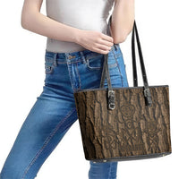 Kioranga Moriori New Zealand Leather Tote Bag Kopi Rakau Carving Art LT14 - Polynesian Pride