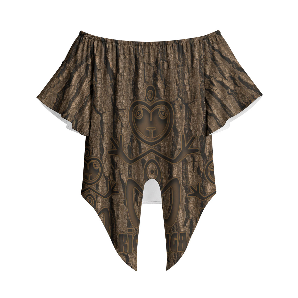 Kioranga Moriori New Zealand Off Shoulder Wrap Waist Top Kopi Rakau Carving Art LT14 - Polynesian Pride