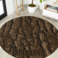 Kioranga Moriori New Zealand Round Carpet Kopi Rakau Carving Art LT14 Brown - Polynesian Pride