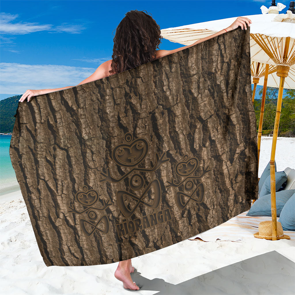 Kioranga Moriori New Zealand Sarong Kopi Rakau Carving Art LT14 One Size 44 x 66 inches Brown - Polynesian Pride