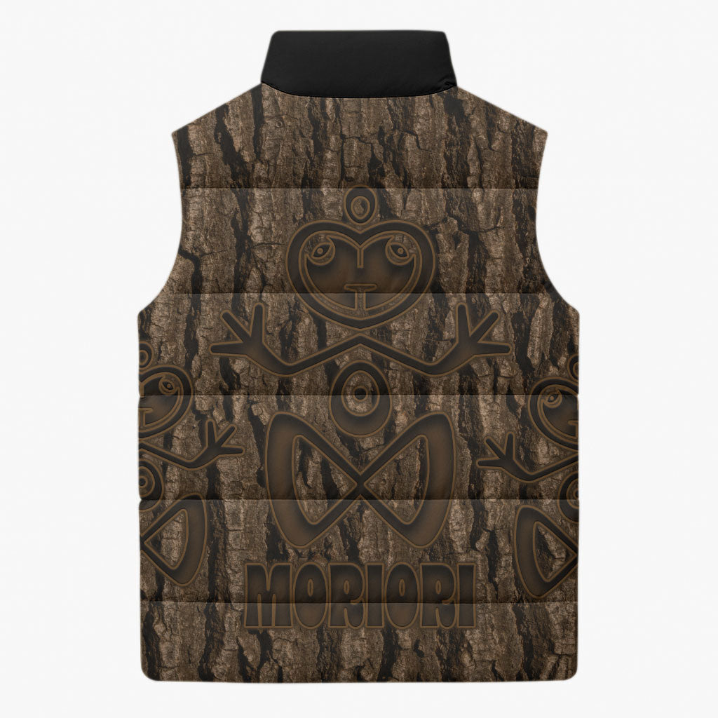 Kioranga Moriori New Zealand Sleeveless Puffer Jacket Kopi Rakau Carving Art LT14 - Polynesian Pride