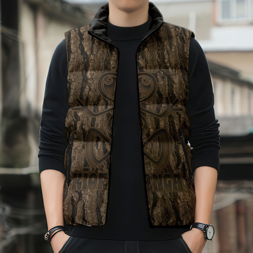 Kioranga Moriori New Zealand Sleeveless Puffer Jacket Kopi Rakau Carving Art LT14 - Polynesian Pride