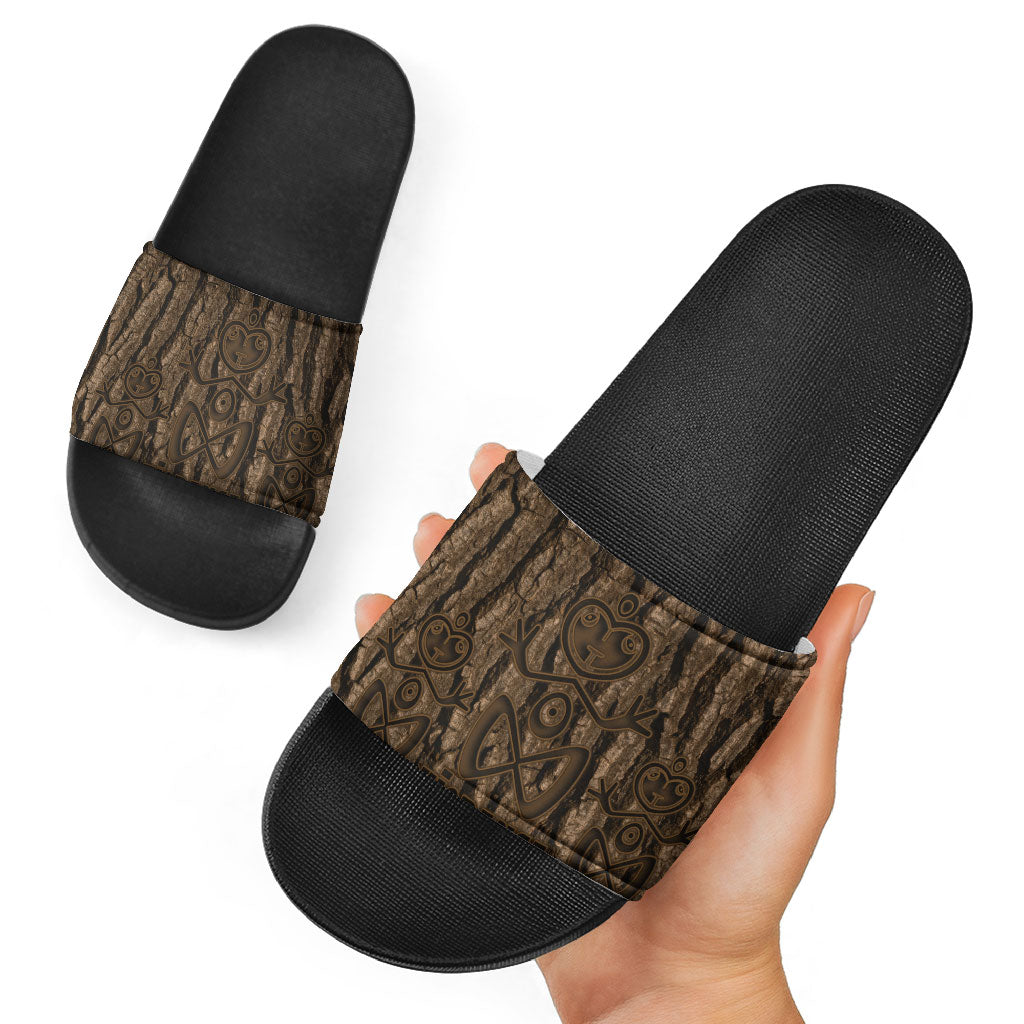 Kioranga Moriori New Zealand Slide Sandals Kopi Rakau Carving Art LT14 - Polynesian Pride