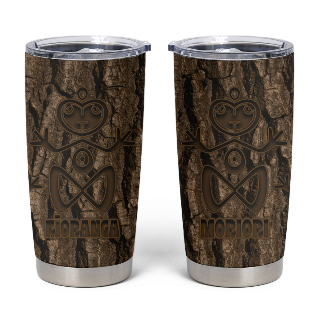 Kioranga Moriori New Zealand Tumbler Cup Kopi Rakau Carving Art LT14 Brown - Polynesian Pride