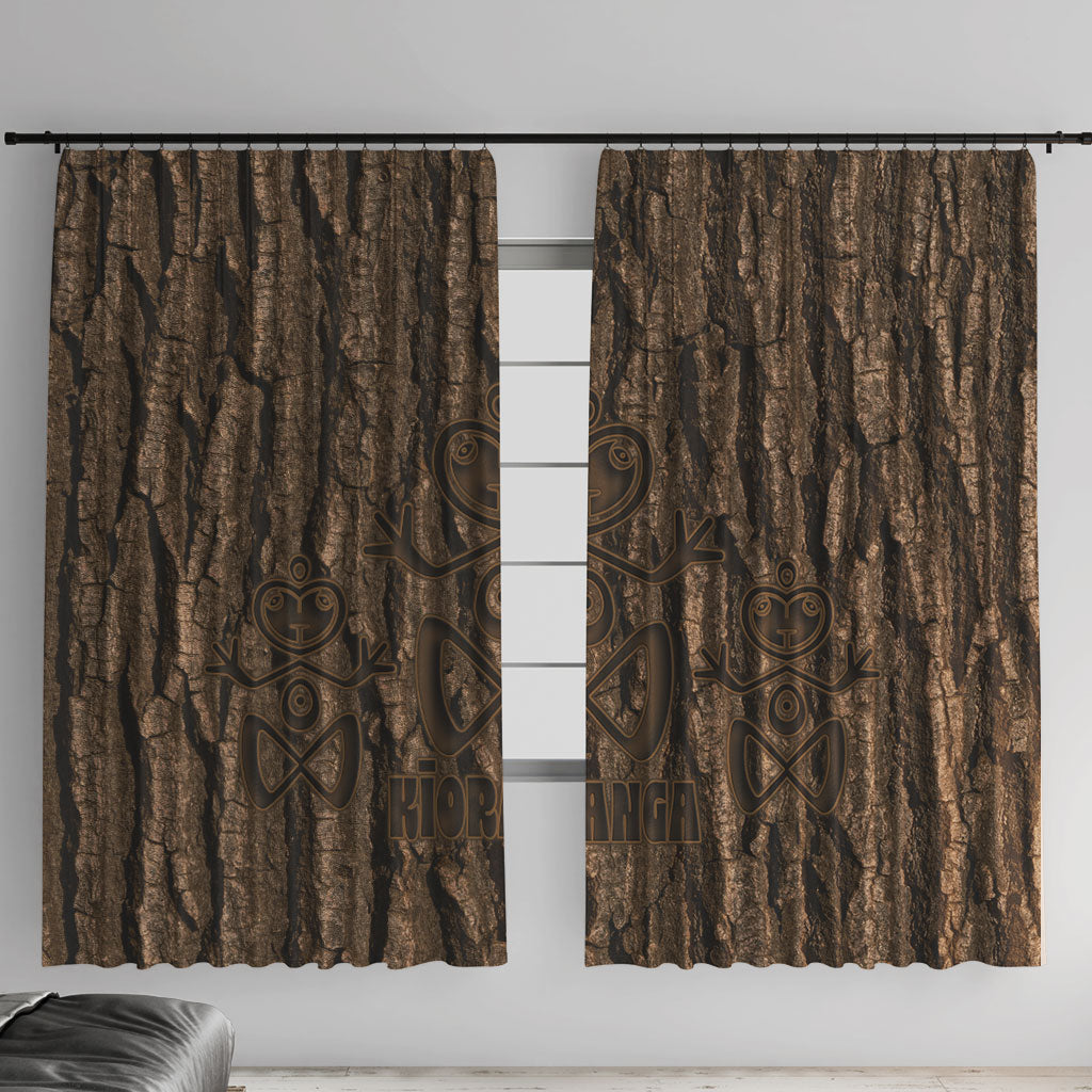 Kioranga Moriori New Zealand Window Curtain Kopi Rakau Carving Art LT14 With Hooks Brown - Polynesian Pride