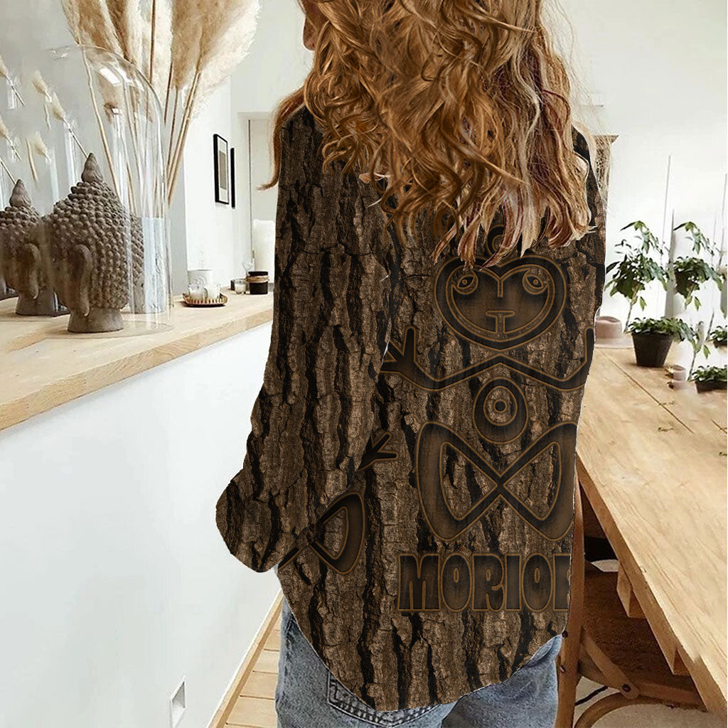 Kioranga Moriori New Zealand Women Casual Shirt Kopi Rakau Carving Art LT14 - Polynesian Pride