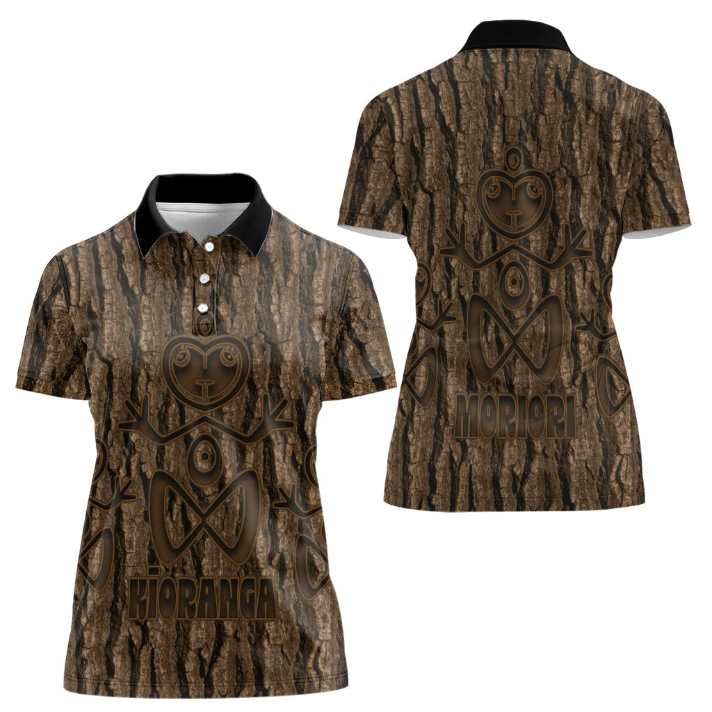 Kioranga Moriori New Zealand Women Polo Shirt Kopi Rakau Carving Art LT14 - Polynesian Pride