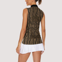 Kioranga Moriori New Zealand Women Sleeveless Polo Shirt Kopi Rakau Carving Art LT14 - Polynesian Pride