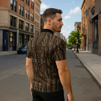 Kioranga Moriori New Zealand Zipper Polo Shirt Kopi Rakau Carving Art LT14 - Polynesian Pride