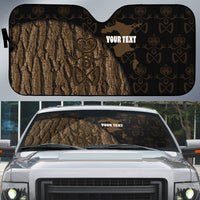 Moriori Kekoru New Zealand Personalised Auto Sun Shade Kopi Rakau Carving Chatham Islands Map LT14 Black - Polynesian Pride