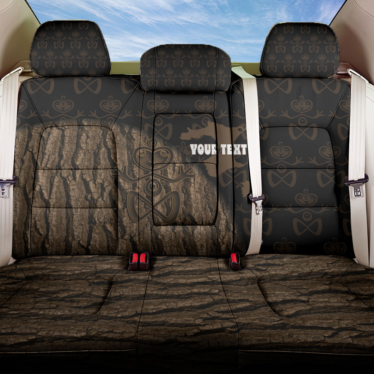 Moriori Kekoru New Zealand Personalised Back Car Seat Cover Kopi Rakau Carving Chatham Islands Map LT14 One Size Black - Polynesian Pride