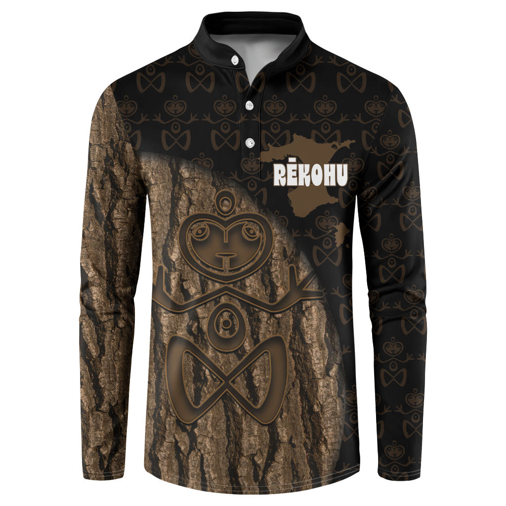 Moriori Kekoru New Zealand Personalised Button Sweatshirt Kopi Rakau Carving Chatham Islands Map LT14 Black - Polynesian Pride