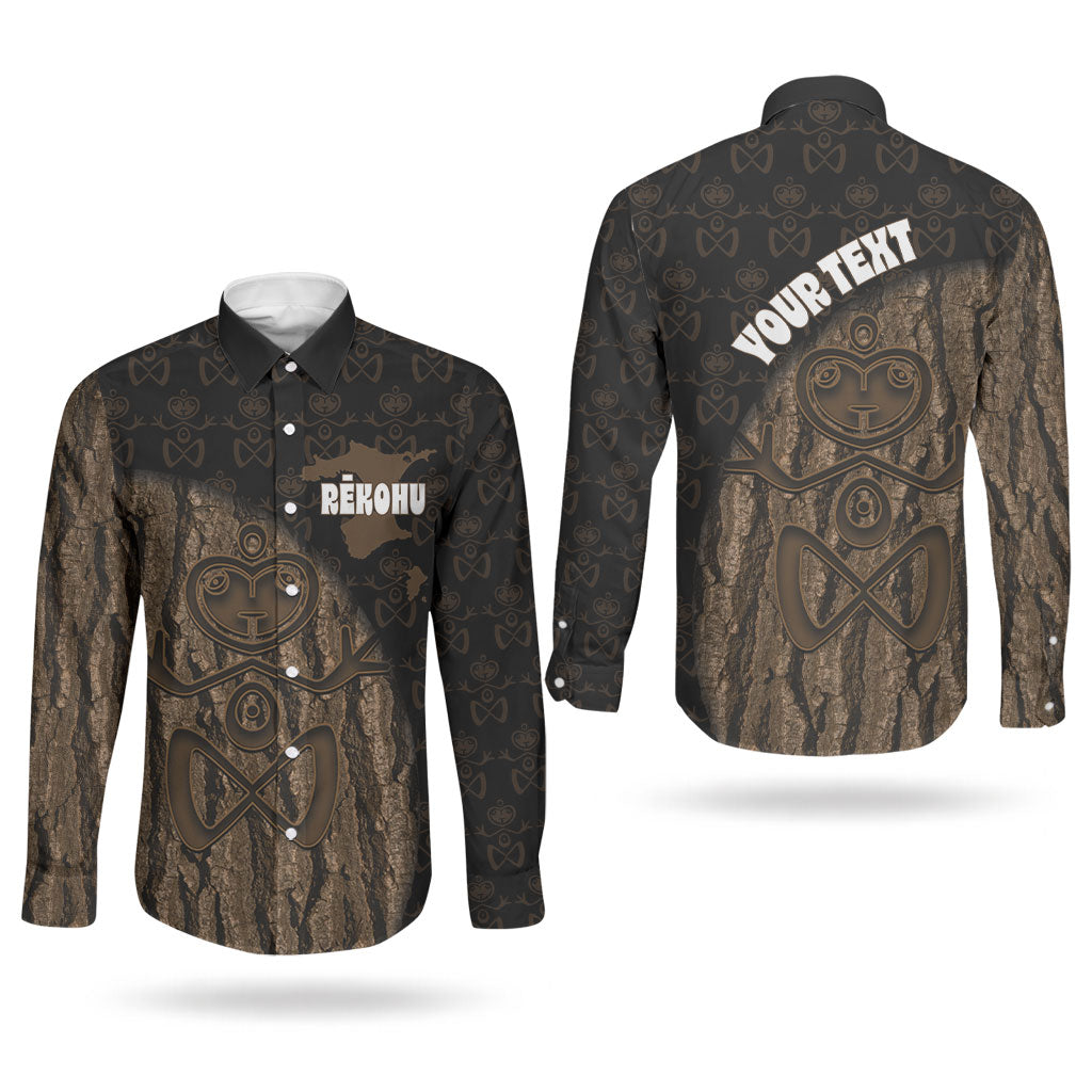 Moriori Kekoru New Zealand Personalised Couples Matching Off Shoulder Maxi Dress and Long Sleeve Button Shirt Kopi Rakau Carving Chatham Islands Map LT14 - Polynesian Pride