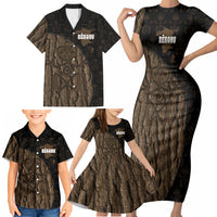 Moriori Kekoru New Zealand Personalised Family Matching Short Sleeve Bodycon Dress and Hawaiian Shirt Kopi Rakau Carving Chatham Islands Map LT14 - Polynesian Pride