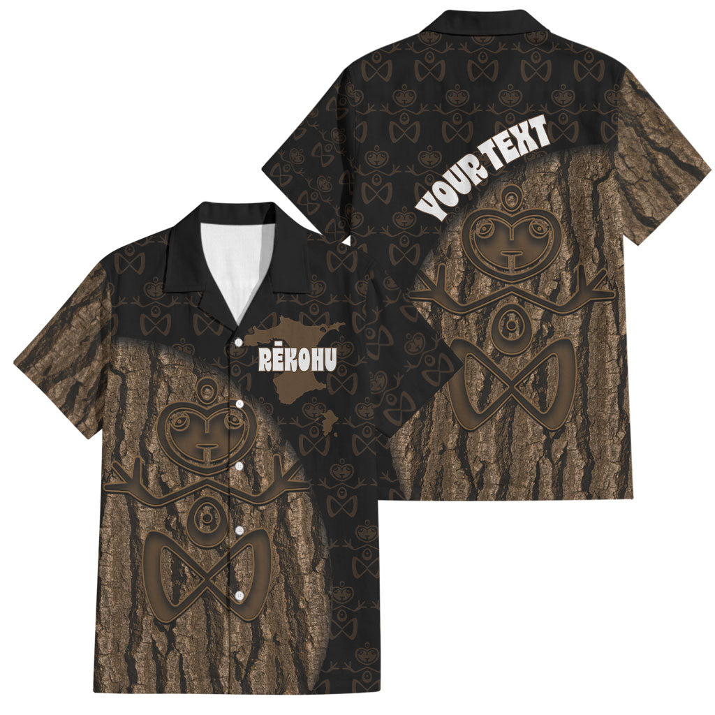 Moriori Kekoru New Zealand Personalised Family Matching Short Sleeve Bodycon Dress and Hawaiian Shirt Kopi Rakau Carving Chatham Islands Map LT14 Dad's Shirt - Short Sleeve Black - Polynesian Pride