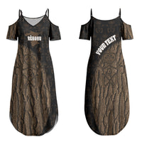 Moriori Kekoru New Zealand Personalised Family Matching Summer Maxi Dress and Hawaiian Shirt Kopi Rakau Carving Chatham Islands Map LT14 Mom's Dress Black - Polynesian Pride