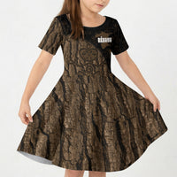 Moriori Kekoru New Zealand Personalised Kid Short Sleeve Dress Kopi Rakau Carving Chatham Islands Map LT14 KID Black - Polynesian Pride