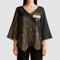 Moriori Kekoru New Zealand Personalised Kimono Sleeve Blouse Kopi Rakau Carving Chatham Islands Map LT14 - Polynesian Pride