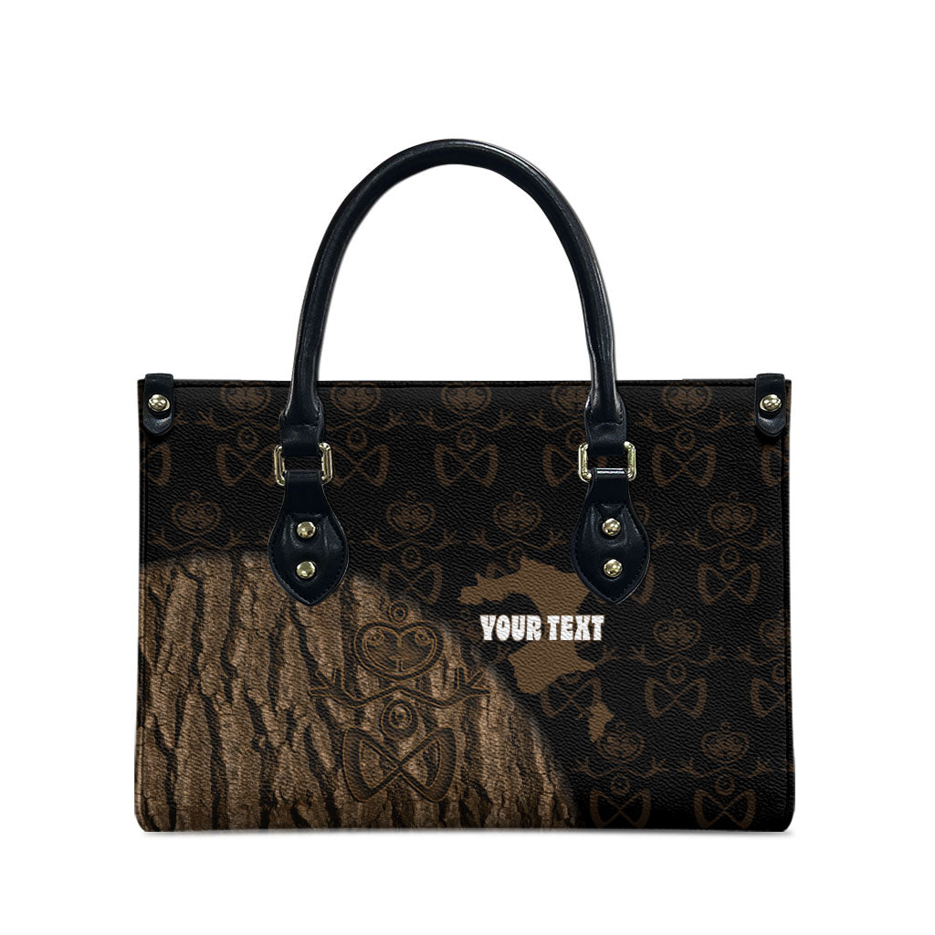 Moriori Kekoru New Zealand Personalised Leather Bag Kopi Rakau Carving Chatham Islands Map LT14 - Polynesian Pride