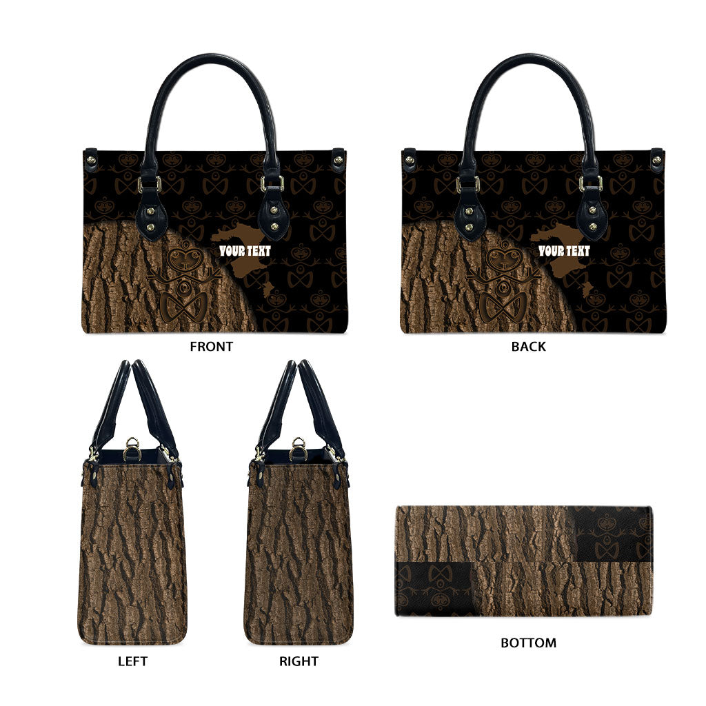Moriori Kekoru New Zealand Personalised Leather Bag Kopi Rakau Carving Chatham Islands Map LT14 - Polynesian Pride