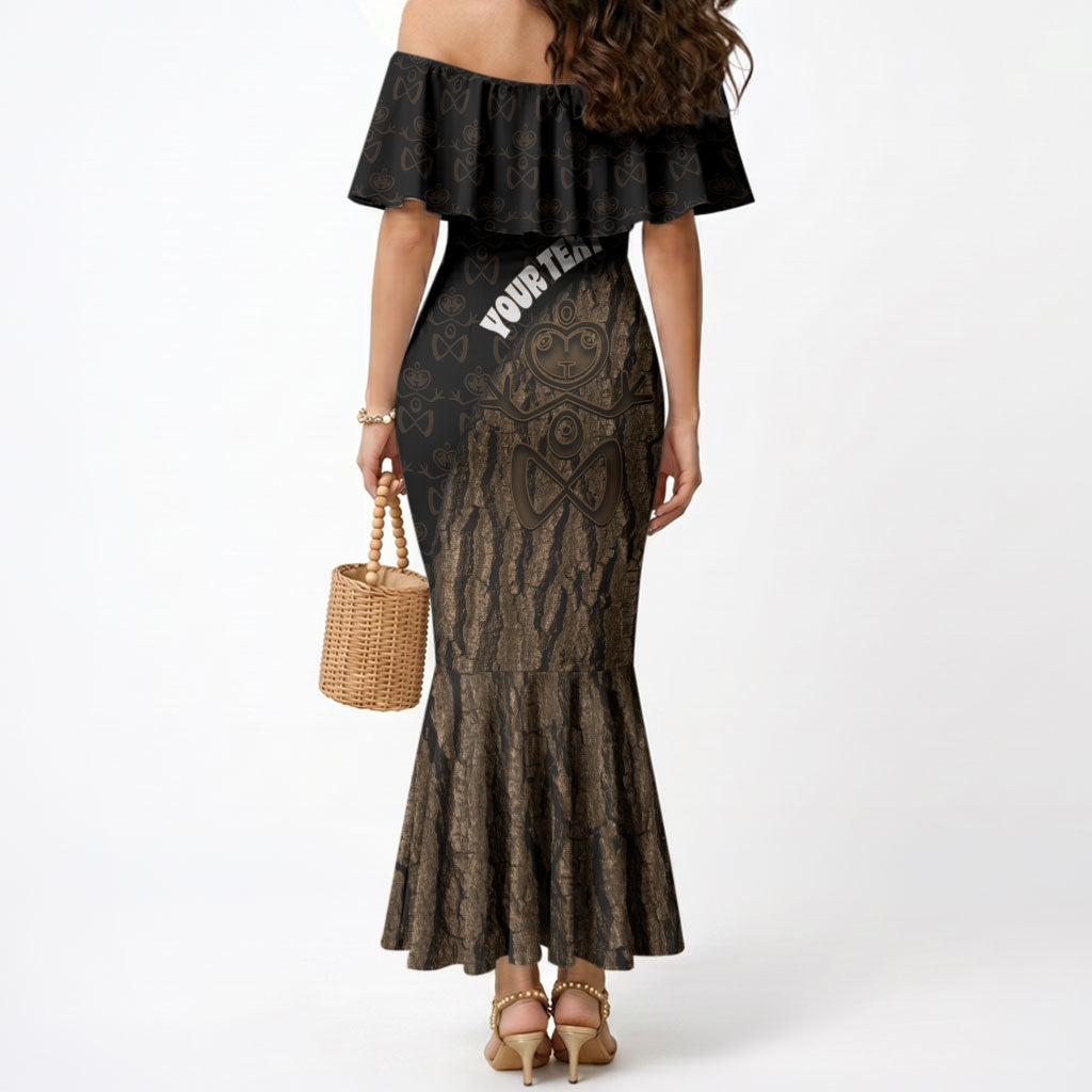 Moriori Kekoru New Zealand Personalised Mermaid Dress Kopi Rakau Carving Chatham Islands Map LT14 - Polynesian Pride