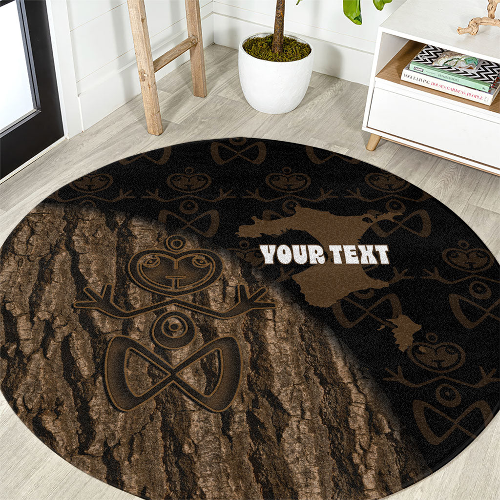 Moriori Kekoru New Zealand Personalised Round Carpet Kopi Rakau Carving Chatham Islands Map LT14 Black - Polynesian Pride