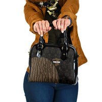 Moriori Kekoru New Zealand Personalised Shoulder Handbag Kopi Rakau Carving Chatham Islands Map LT14 One Size Black - Polynesian Pride