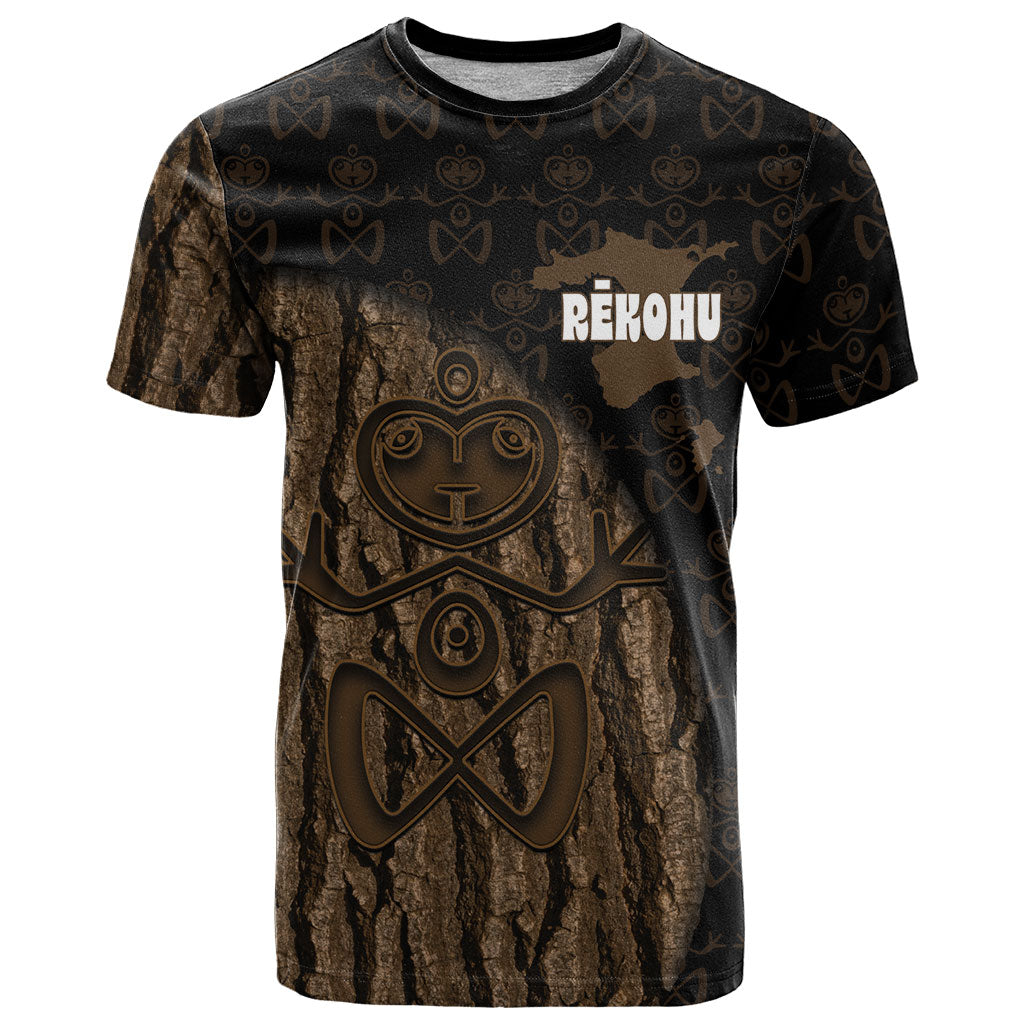 Moriori Kekoru New Zealand Personalised T Shirt Kopi Rakau Carving Chatham Islands Map LT14 Black - Polynesian Pride