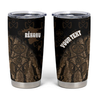 Moriori Kekoru New Zealand Personalised Tumbler Cup Kopi Rakau Carving Chatham Islands Map LT14 Black - Polynesian Pride