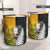New Zealand Australia Rugby Bledisloe 2026 Laundry Basket Champion Trophy Maori Aboriginal Art LT14 - Polynesian Pride