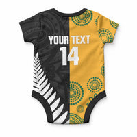 New Zealand Australia Rugby Bledisloe 2026 Custom Baby Onesie Champion Trophy Maori Aboriginal Art