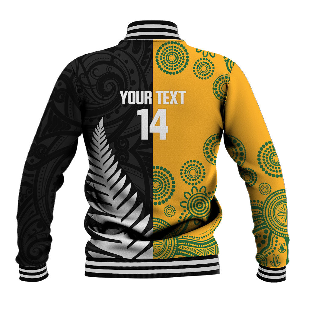 New Zealand Australia Rugby Bledisloe 2026 Custom Baseball Jacket Champion Trophy Maori Aboriginal Art LT14 - Polynesian Pride