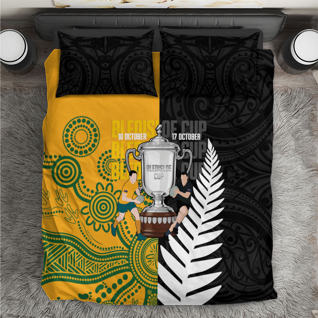 New Zealand Australia Rugby Bledisloe 2026 Bedding Set Champion Trophy Maori Aboriginal Art LT14 Multicolor - Polynesian Pride