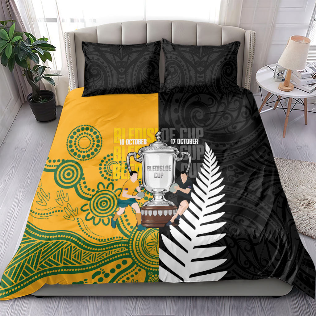 New Zealand Australia Rugby Bledisloe 2026 Bedding Set Champion Trophy Maori Aboriginal Art LT14 - Polynesian Pride
