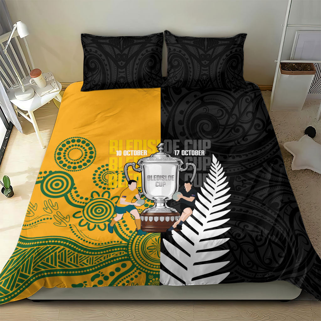 New Zealand Australia Rugby Bledisloe 2026 Bedding Set Champion Trophy Maori Aboriginal Art LT14 - Polynesian Pride