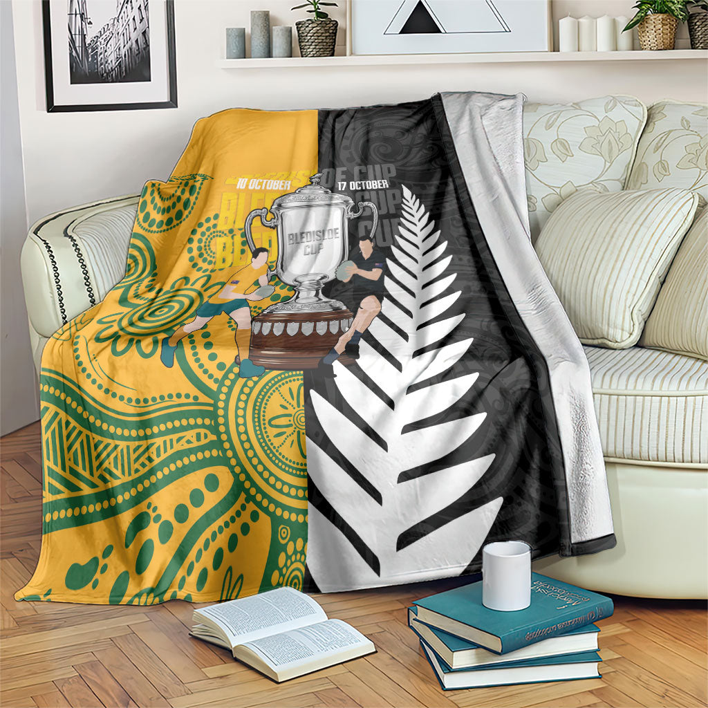 New Zealand Australia Rugby Bledisloe 2026 Blanket Champion Trophy Maori Aboriginal Art LT14 Multicolor - Polynesian Pride