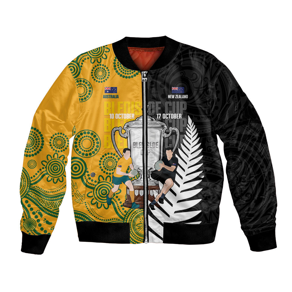New Zealand Australia Rugby Bledisloe 2026 Custom Bomber Jacket Champion Trophy Maori Aboriginal Art LT14 Unisex Multicolor - Polynesian Pride